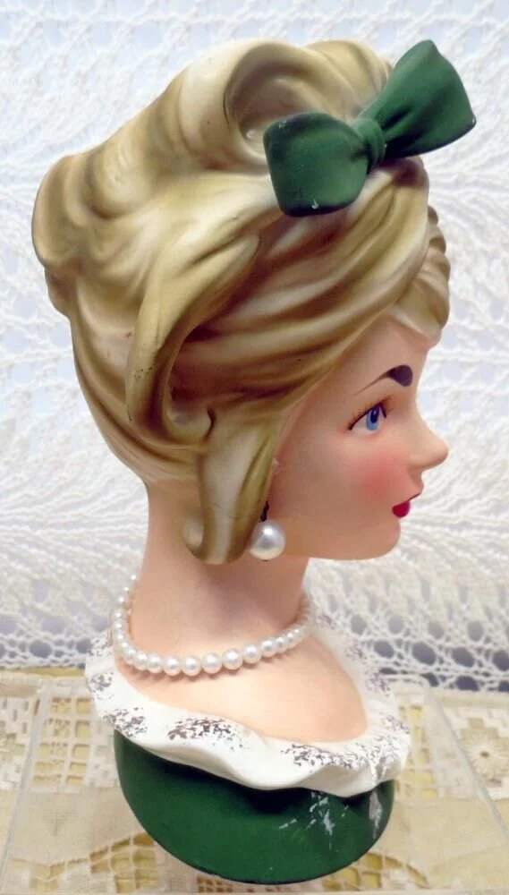 Relpo Signed, Hand Painted, Planter, Head Vase #K1940 - Blonde 7